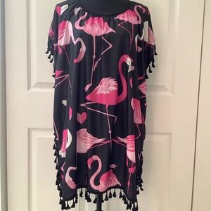 Source Unknown Pink Flamingo Swim Coverup